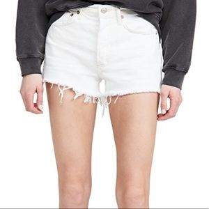 AGOLDE Parker Vintage Cut Off Shorts White Button Fly Distressed Raw Hem 26